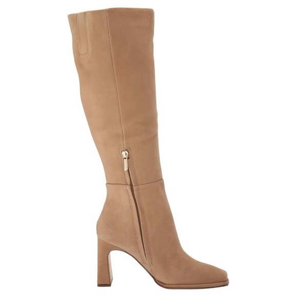 Sam Edelman Issabel Knee High Suede Boots Camel Tan Block Heel Size 6 New - Picture 3 of 10